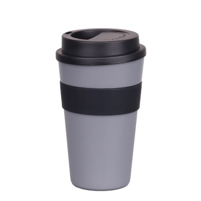 Custom Plastic PP Silicone cover bamboo fiber Reusable Coffee Cup with Lid